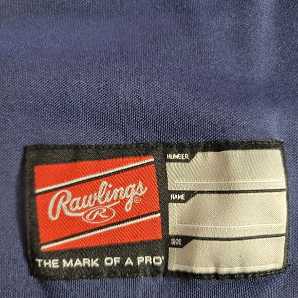 Rawlings Men’s Size Medium Blue Red A's Long Sleeve Jersey 100% Polyester - Picture 3 of 9